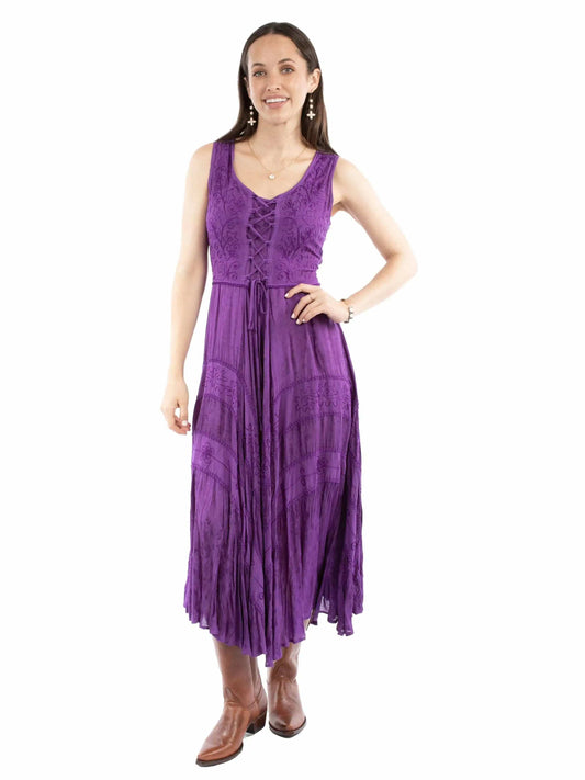 Honey Creek 100% rayon Purple Lace front dress - Scully Leather - Flyclothing LLC