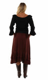 honey creek chocolate 100% rayon skirt with crochet band faux belt - Scully Leather - Flyclothing LLC