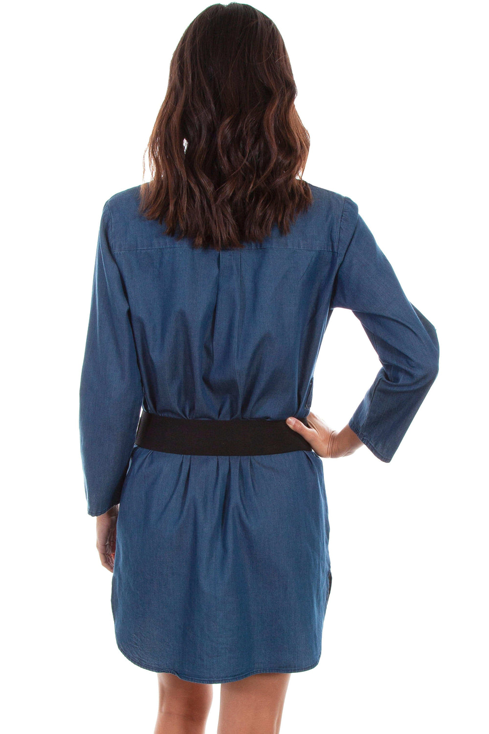 Honey creek denim rose emb. Denim dress w/belt - Scully Leather - Flyclothing LLC