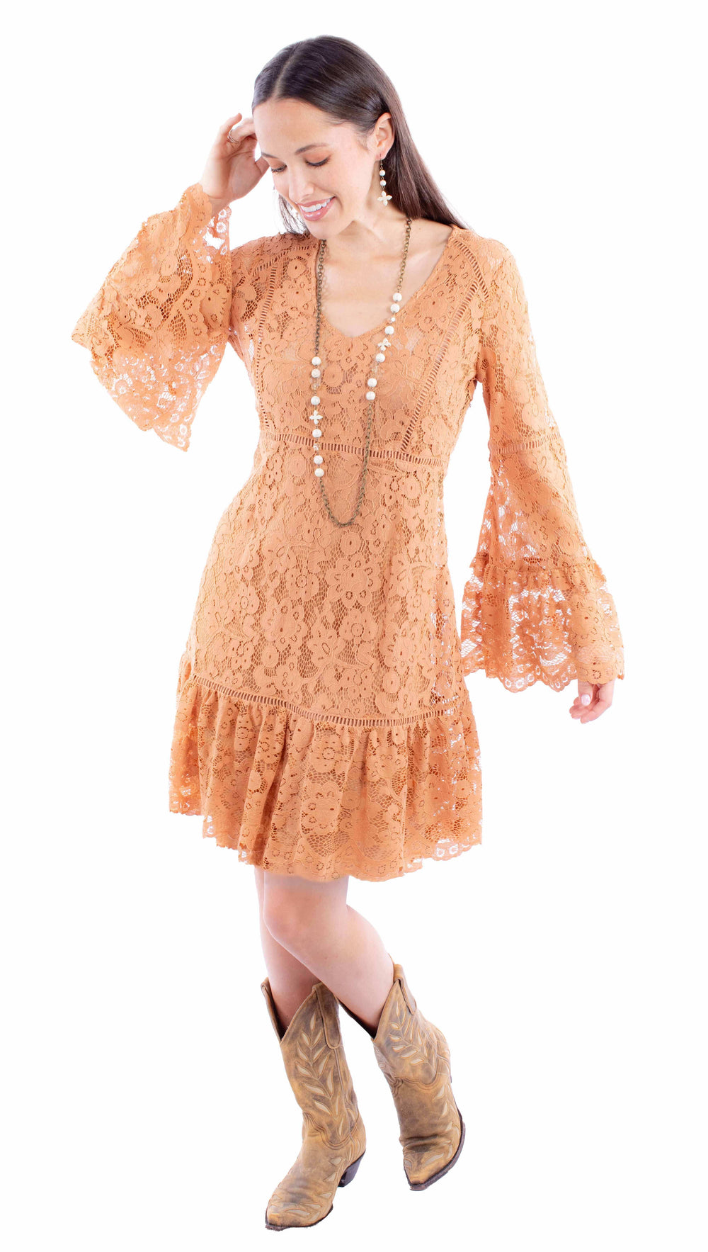 Scully Leather Honey Creek Lace Dress W/Flare Sleeves - Scully Leather - Flyclothing LLC