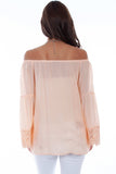 Honey creek peach peasant blouse w/crochet lace - Scully Leather - Flyclothing LLC