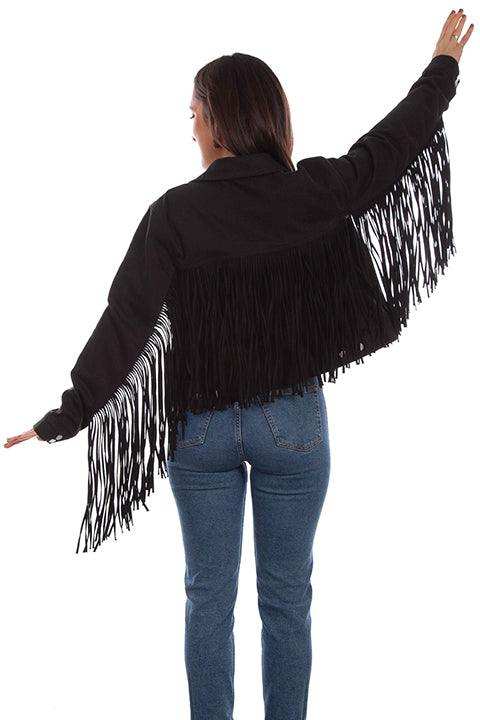 Scully Leather Black Denim Jacket W/Denim Fringe - Scully Leather - Flyclothing LLC