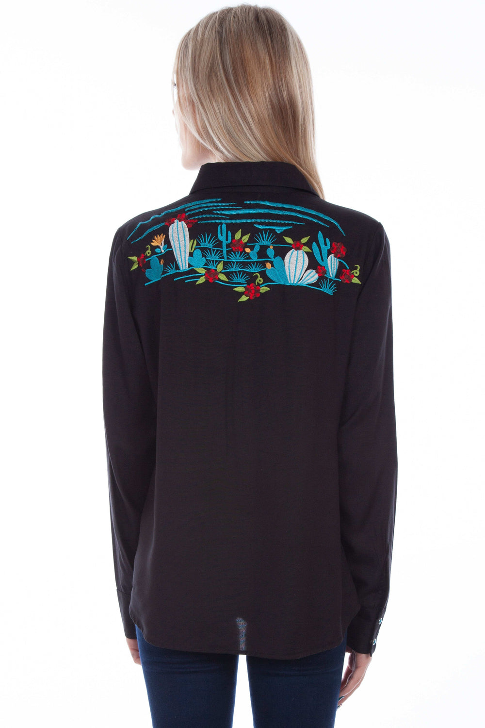 Honey creek black cactus emb. Blouse - Scully Leather - Flyclothing LLC