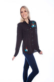 Honey creek black cactus emb. Blouse - Scully Leather - Flyclothing LLC