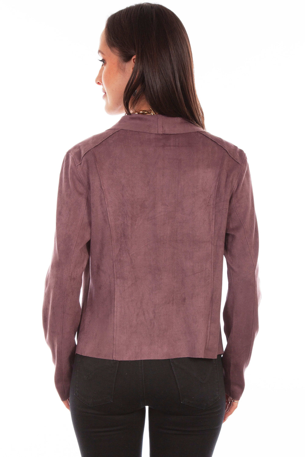 Honey creek mauve zip drape cross over jacket - Scully Leather - Flyclothing LLC