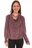 Honey creek mauve zip drape cross over jacket - Scully Leather - Flyclothing LLC