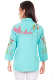 Honey creek turquoise double gauze emb. Blouse - Scully Leather - Flyclothing LLC