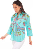 Honey creek turquoise double gauze emb. Blouse - Scully Leather - Flyclothing LLC
