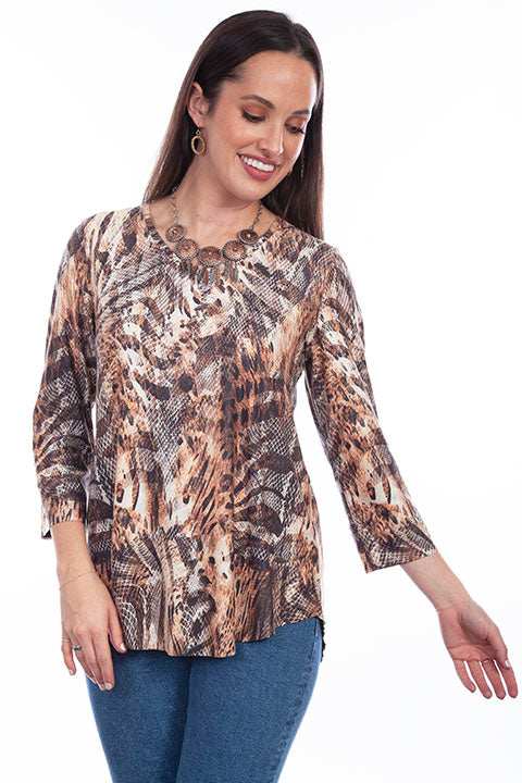 Honey creek tan microfiber print reversible top - Scully Leather - Flyclothing LLC