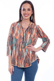 Honey creek turquoise microfiber print reversible top - Scully Leather - Flyclothing LLC