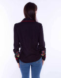 Honey creek black-red floral emb. Top w/red piping - Scully Leather - Flyclothing LLC