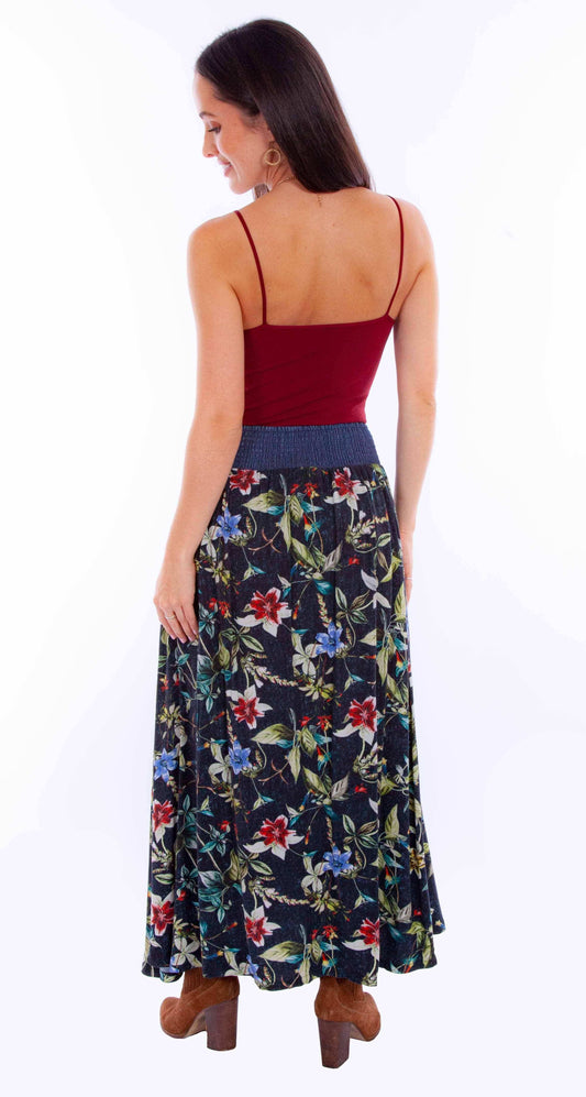 Honey creek black wrap skirt w/denim waist band tie - Scully Leather - Flyclothing LLC