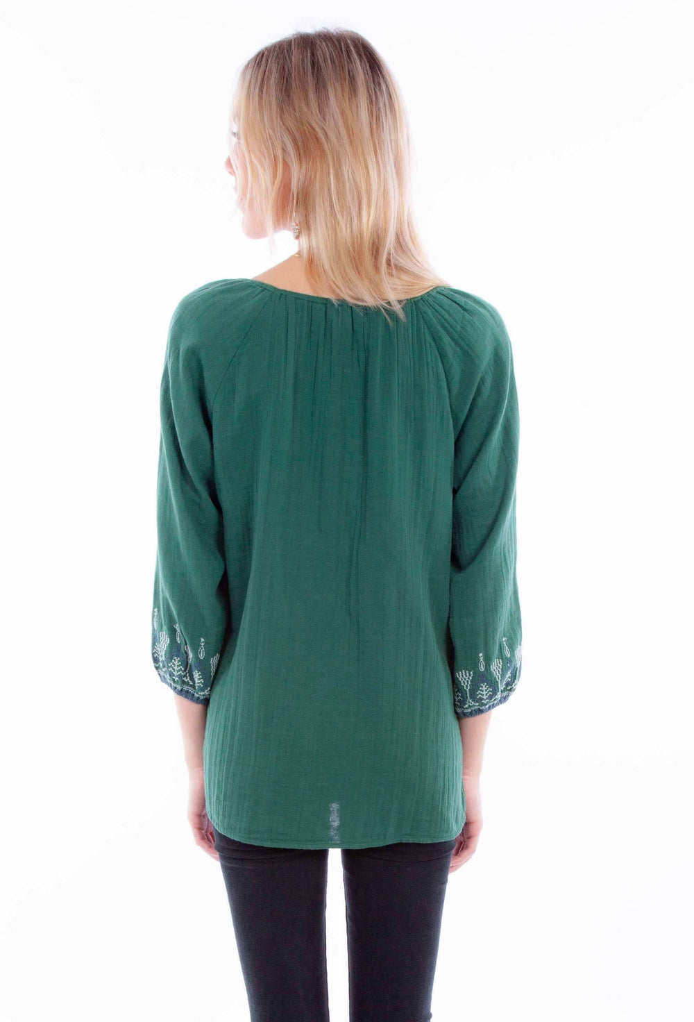 Honey creek jade pullover tie front emb. Blouse - Scully Leather - Flyclothing LLC
