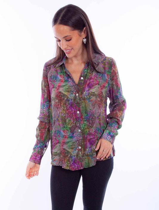 Honey creek multi colorful button up blouse - Scully Leather - Flyclothing LLC