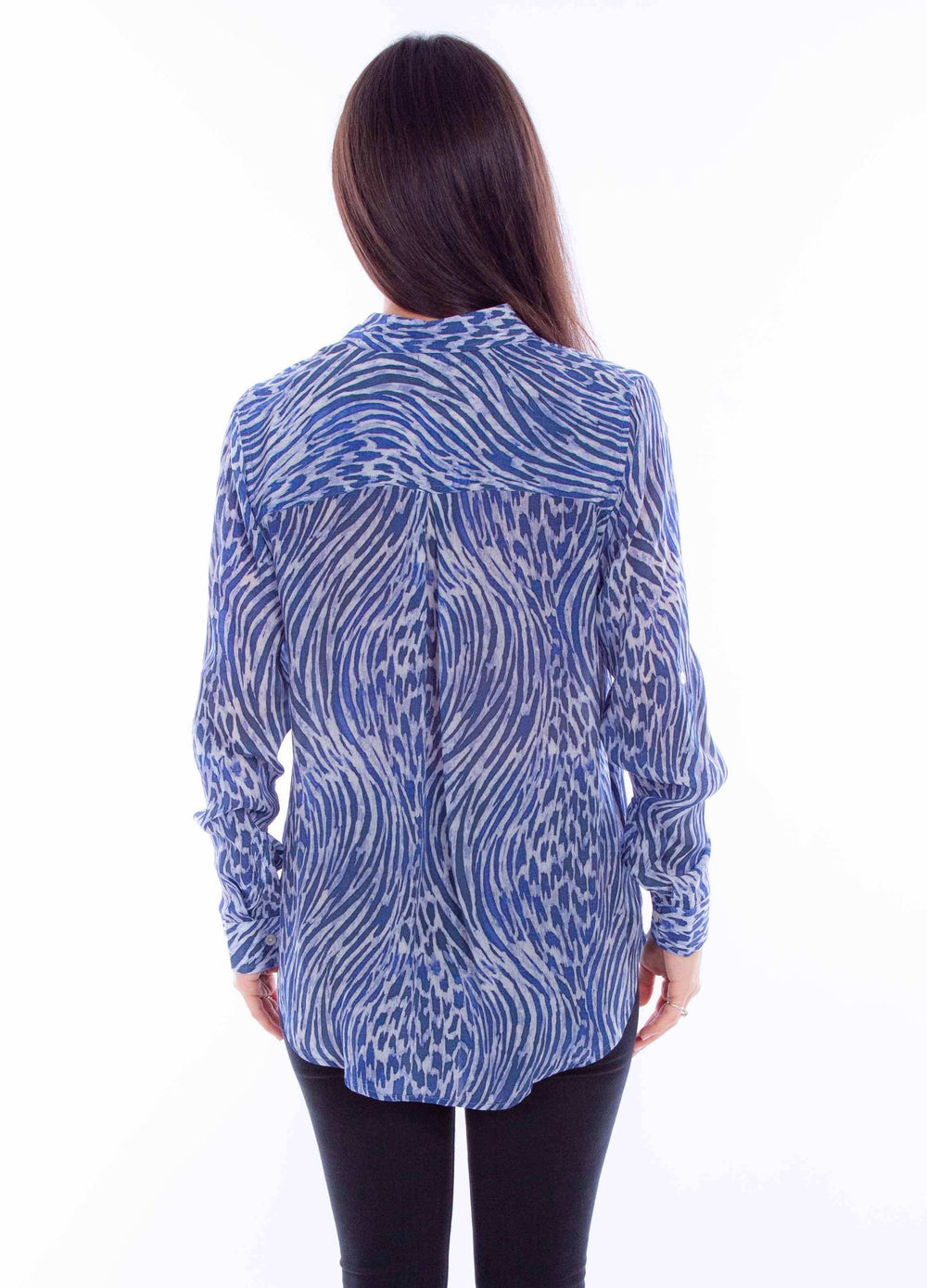 Honey creek blue blue zebra print blouse - Scully Leather - Flyclothing LLC