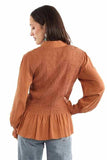 Honey creek Terracota peplum blouse - Scully Leather - Flyclothing LLC
