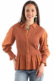 Honey creek Terracota peplum blouse - Scully Leather - Flyclothing LLC