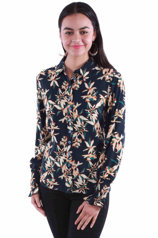 Honey creek navy floral print blouse - Scully Leather - Flyclothing LLC