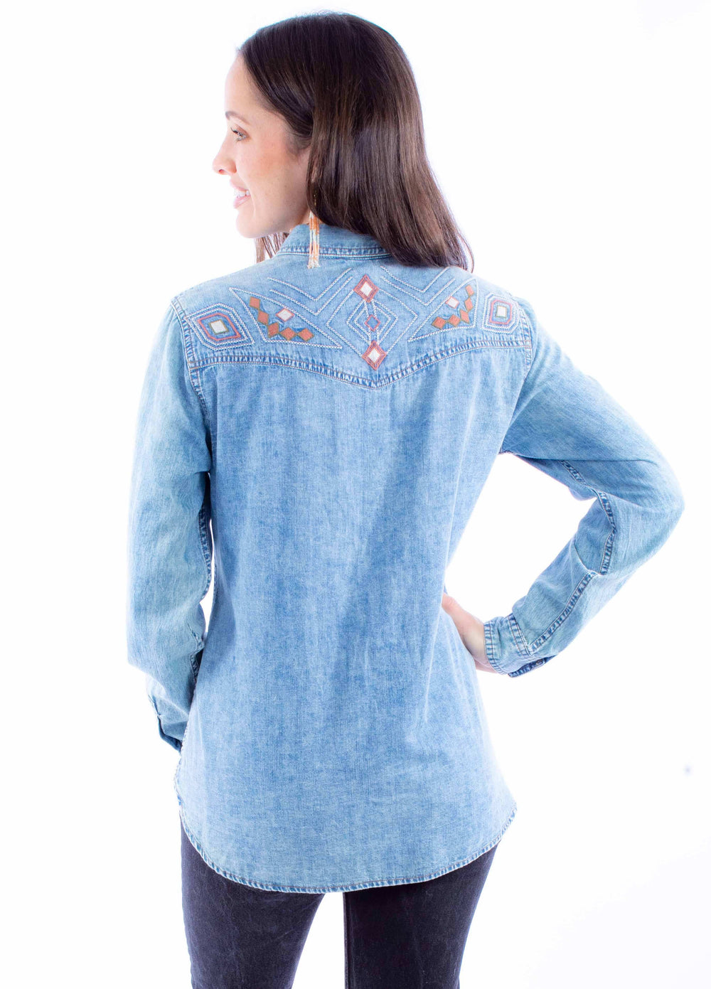 Scully Leather Honey Creek Acid Wash Blouse W/Emb Yokes - Scully Leather - Flyclothing LLC