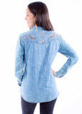Scully Leather Honey Creek Acid Wash Blouse W/Emb Yokes - Scully Leather - Flyclothing LLC