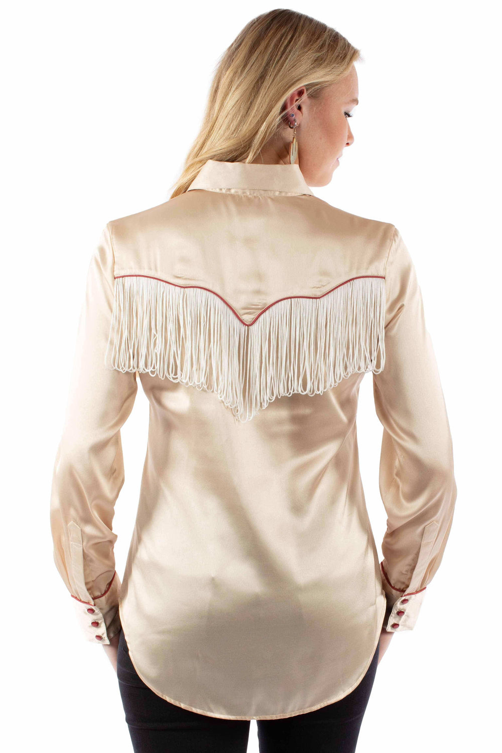 Scully Leather Honey Creek Solid Blouse With Piping/Fringe - Scully Leather - Flyclothing LLC