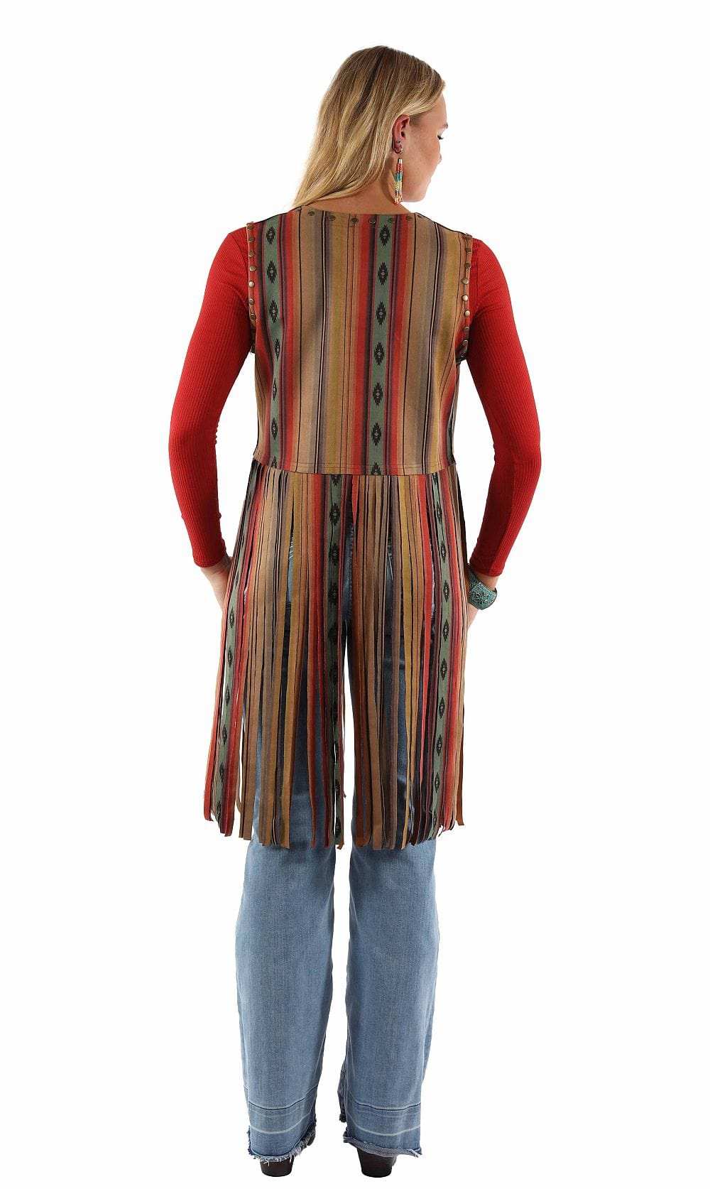 Honey creek serape short serape vest w/long fringe - Scully Leather - Flyclothing LLC