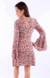 Honey creek tan paisley print dress w/bell sleeves - Scully Leather - Flyclothing LLC