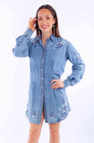 Honey creek light blue floral emb. Dress - Scully Leather - Flyclothing LLC