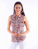 Scully Leather Red S/L Paisley Western Top - Scully Leather - Flyclothing LLC