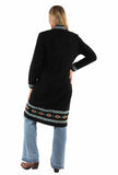 honey creek black 100% cotton long emb double knit sweater - Scully Leather - Flyclothing LLC