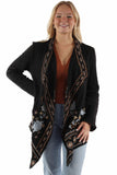 honey creek black 100% cotton waterfall front emb. sweater - Scully Leather - Flyclothing LLC