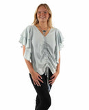 Scully Leather Light Blue Cinche Front Blouse - Scully Leather - Flyclothing LLC