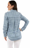 Honey Creek 100% cotton Blue Patchwork blouse - Scully Leather - Flyclothing LLC