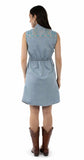 Honey Creek Blue S/L Embroidered Button Front Dress - Scully Leather - Flyclothing LLC