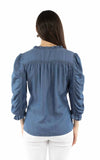 Honey Creek Blue Button front blouse - Scully Leather - Flyclothing LLC