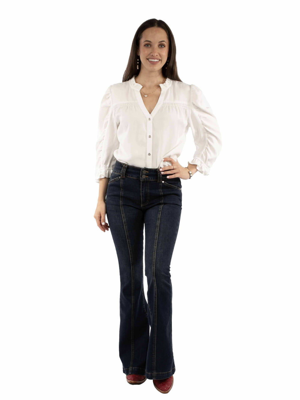Honey Creek Dark blue Panel jeans - Scully Leather - Flyclothing LLC