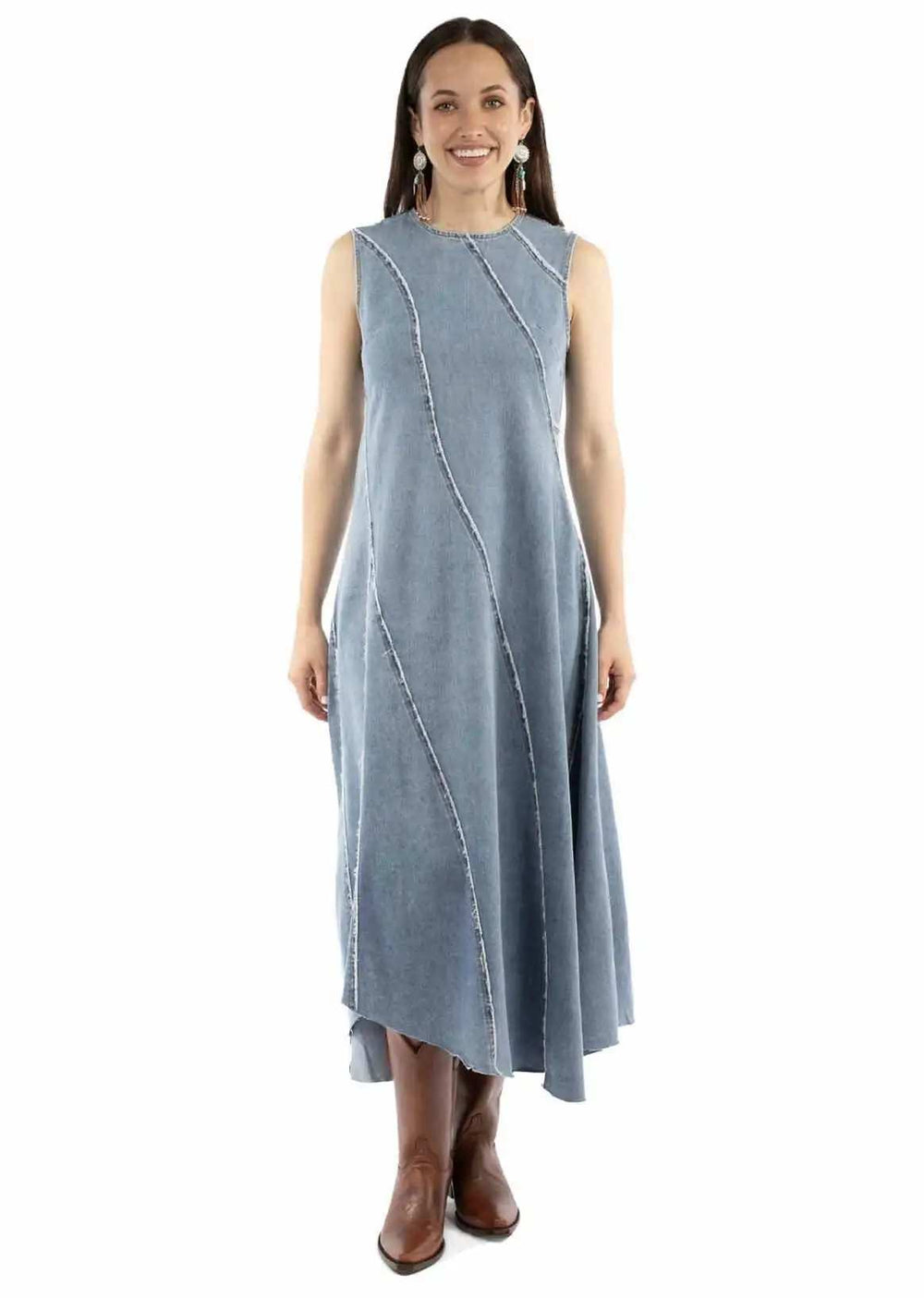 Honey Creek Light blue Long denim dress - Scully Leather - Flyclothing LLC
