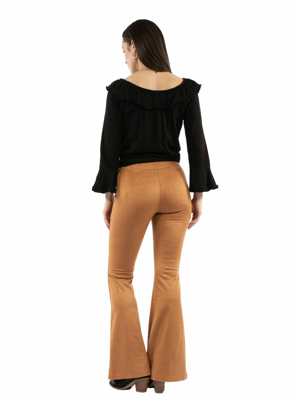 Honey Creek 91% polyester 9% spandex Brown Bell bottom pants - Scully Leather - Flyclothing LLC
