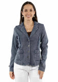 Honey Creek 97% cotton 3% spandex Blue Ribbed knit blazer - Scully Leather - Flyclothing LLC
