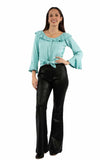 Honey Creek 91% polyester 9% spandex Black Snake print microfiber bell pants - Scully Leather - Flyclothing LLC
