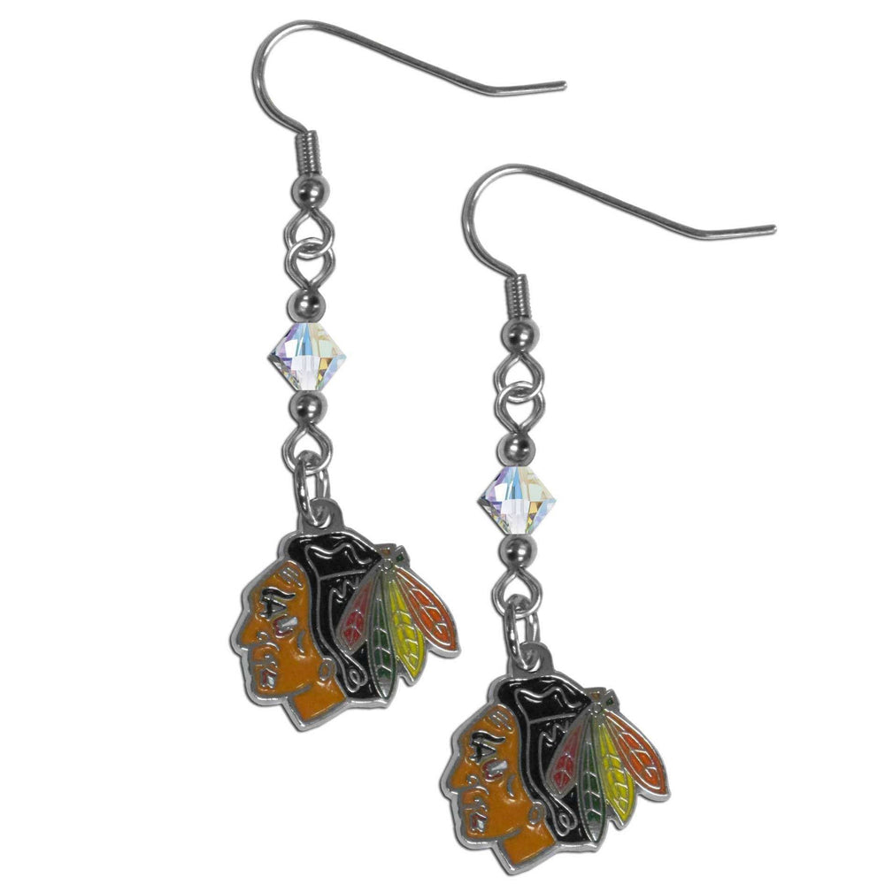 Chicago Blackhawks Crystal Dangle Earrings - Chicago Blackhawks - Flyclothing LLC