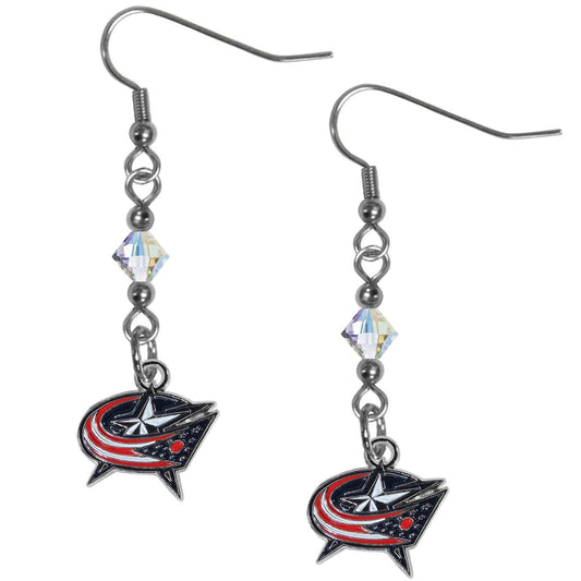 Columbus Blue Jackets Crystal Dangle Earrings - Columbus Blue Jackets - Flyclothing LLC