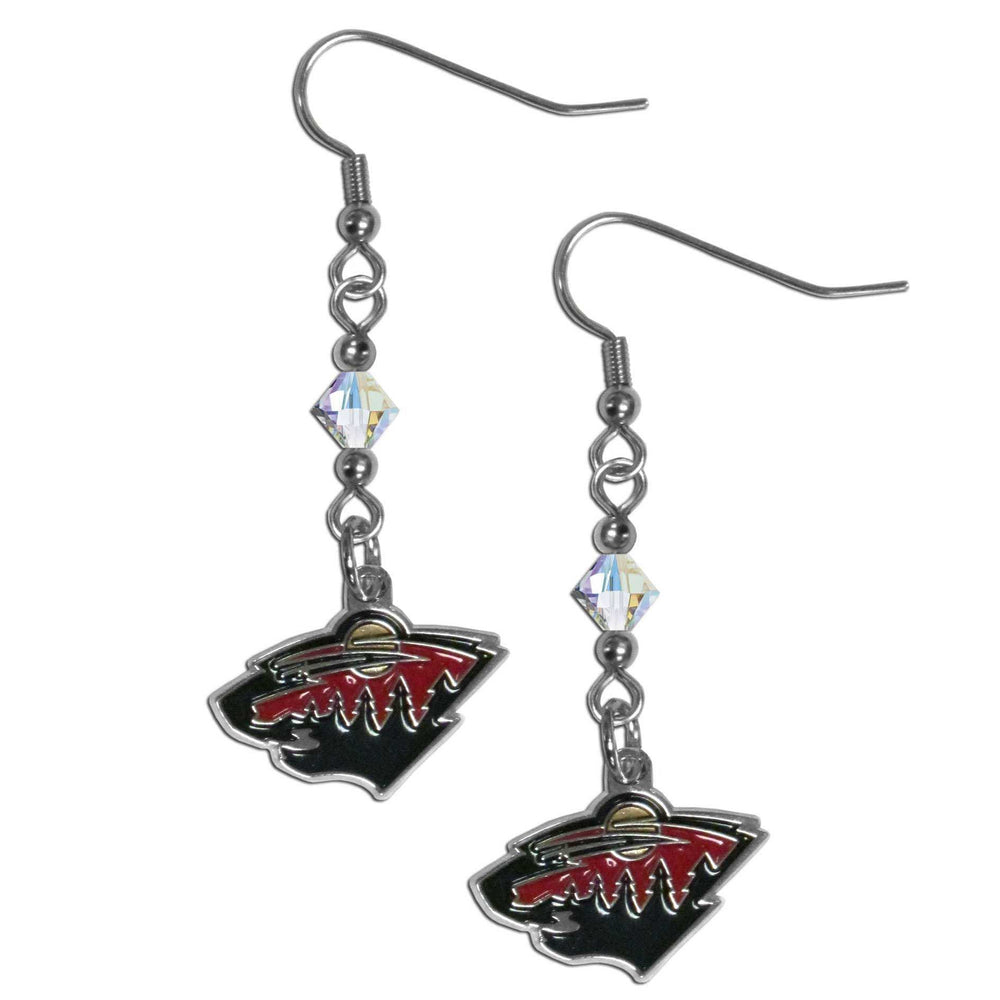 Minnesota Wild Crystal Dangle Earrings - Minnesota Wild - Flyclothing LLC