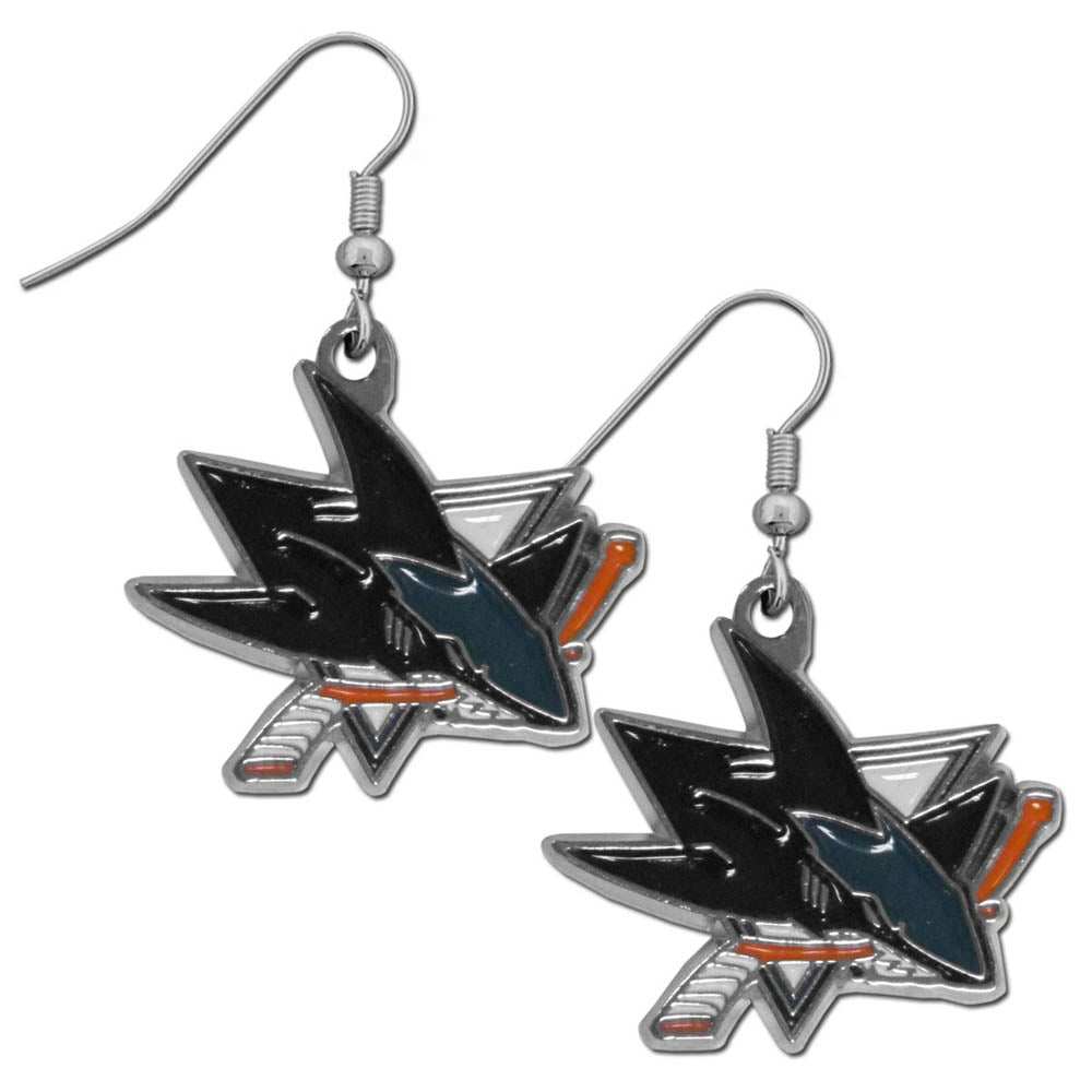 San Jose Sharks Chrome Dangle Earrings - San Jose Sharks - Flyclothing LLC