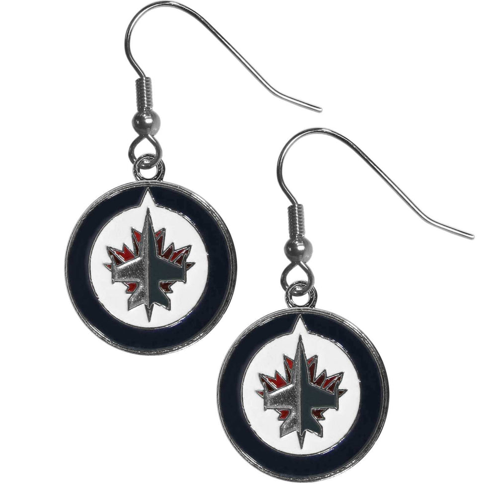Winnipeg Jets Chrome Dangle Earrings - Winnipeg Jets - Flyclothing LLC