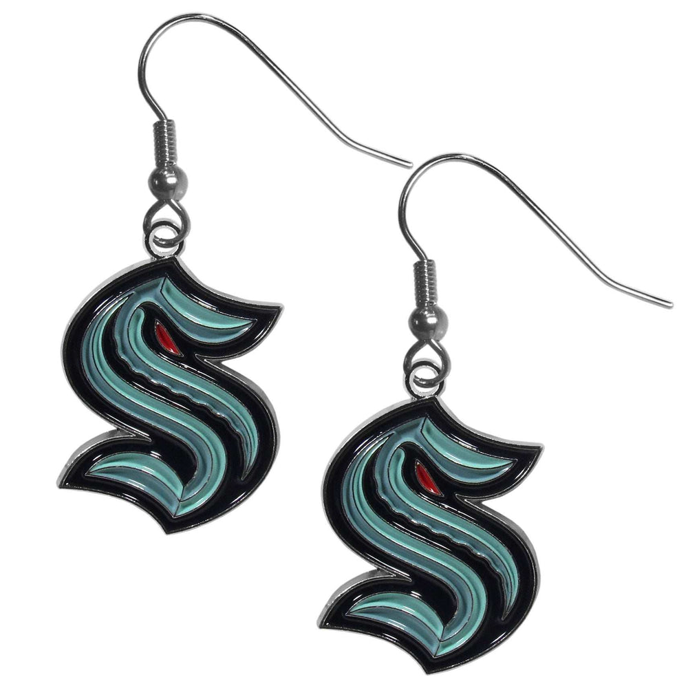 Seattle Kraken Chrome Dangle Earrings - Seattle Kraken - Flyclothing LLC