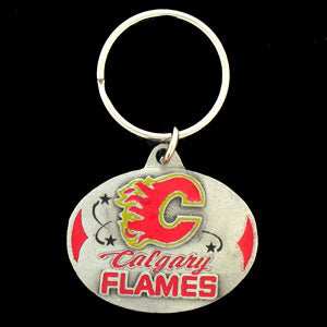 Calgary Flames Carved Metal Key Chain - Calgary Flames - Flyclothing LLC