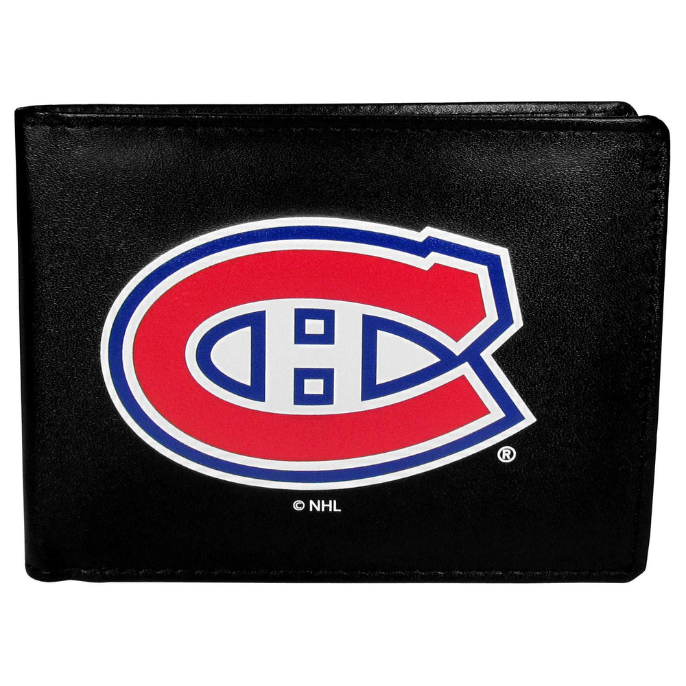 Montreal Canadiens Leather Bi-fold Wallet Large Logo - Montreal Canadiens - Flyclothing LLC