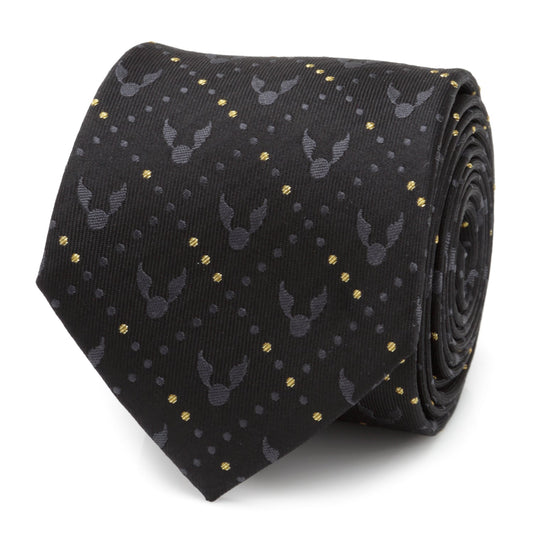 Harry Potter Golden Snitch Black Silk Men's Tie