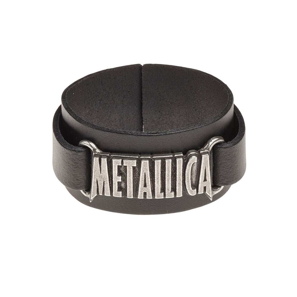 Alchemy Metallica Logo Leather Wriststrap Bracelet - Alchemy Gothic - Flyclothing LLC